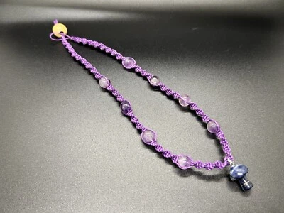 Ожерелье из содалита гриба аметиста натурального камня фиолетовое конопля ручная работа США - Изображение 1 из 2