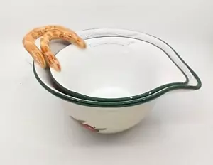 Mixing Bowls Ceramic Nesting Batter Pour Red Apple Basket Vintage 7 1/2” & 9” - Picture 1 of 3