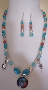 Handperlenkette, Einhorn, Fee, blau, weiß & pfirsich, magische Eleganz - Bild 1 von 7