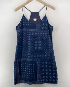 J.CREW Dress 8 Linen Paisley Bandana Print Halter Cami Mini Sleeveless Blue - Picture 1 of 14