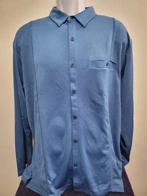 New Botany 500 Large Mesh Button Down Shirt Long Sleeve Blue - Image 1 of 4