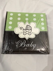 green brown polka dot baby photo album boys girls newborn baby shower - Picture 1 of 4