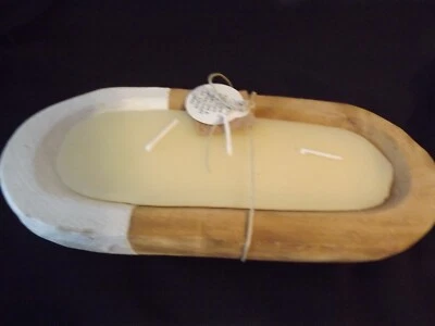 NEW Mud Pie OUTDOOR CITRONELLA 3 wick candle PAULOWNIA WOOD BOWL NWT - Image 1 of 4