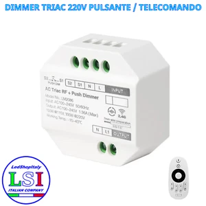 Regolatore Dimmer Varialuce 220V 300W Pulsante e Telecomando lampade strisce led - Foto 1 di 9