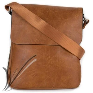 Borsello Borsa tracolla color cuoio elegante da uomo vintage ufficio messenger - Foto 1 di 2