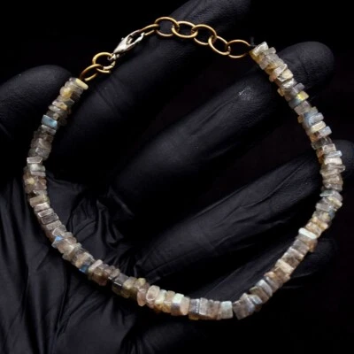 Superb Pattern Amazing Flash Labradorite 44.00 Cts  Beaded Bracelet VK 44 E640 - Image 1 of 3