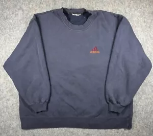 Vintage 2000s Adidas Crewneck Sweatshirt Blue Size Large Triangle 3 Bar Y2K - Picture 1 of 9