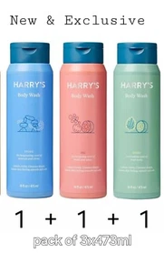 3x Harry's Shower Gel FIG-STONE-SHISO 1 Each - 3x473ml Pack - Picture 1 of 11