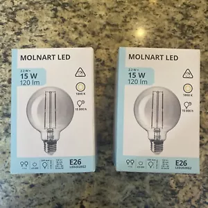 Ikea MOLNART LED Bulb E26 120 Lumen Globe Gray Clear Glass 5.3" New Set of 2 - Picture 1 of 5