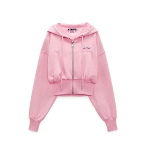 ZARA X BARBIE THE MOVIE PINK SWEATSHIRT CROPPED HOODIE SIZE Medium - Picture 1 of 6