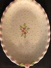 Oval Platter Ivory Trimmed w/ gorgeous Pink Roses Great  Easter/Special Occasion