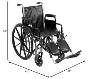 Drive Medical Silver Sport 2 Sedia a Rotelle Pieghevole Leggera Nero Cuscino Sedile - Foto 1 di 6