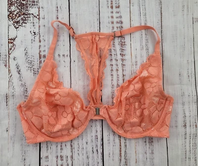 Sujetador de encaje Aerie Creamsicle naranja Happy Front Clap espalda deportiva talla 36D Foto 1 de 4
