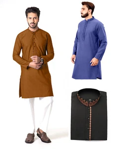 Men Kurta Shalwar Pakistani Indian Dress New Eid Casual Dress Sizes - Picture 1 of 20