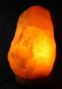Himalayan Salt Crystal Lamp C Nature Air Purifier Neem Wood Base Dimmer Bulb New - Picture 1 of 10