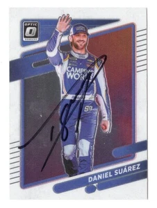 Tarjeta Trackhouse firmada autografiada por Daniel Suárez 2022 Donruss Optic Racing certificado de autenticidad - Imagen 1 de 2