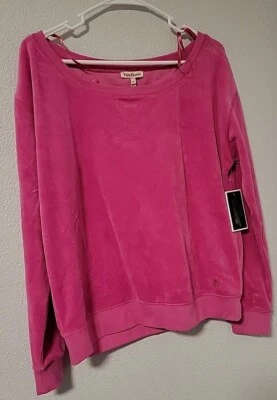 Nuevo con etiquetas Suéter Top Juicy Couture Sexy Magenta Rosa Terciopelo Cuello Barco M  Foto 1 de 4