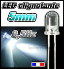 406BL# LED 5mm clignotante blanc dispo 10, 25, ou 100pcs clignotement lent