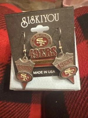 San Francisco 49ers Enamel Pewter Logo Charm NFL Pro Football Earrings & Pin Set - Image 1 of 4