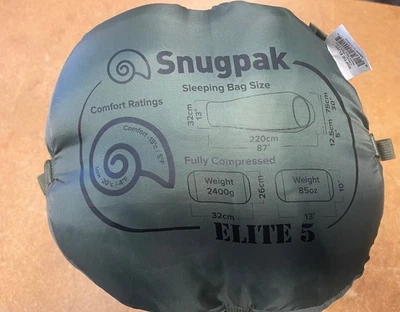 Saco de dormir Snugpak Softie Elite 5 92840 verde oliva com saco de material 87" x 30" - Imagem 1 de 4