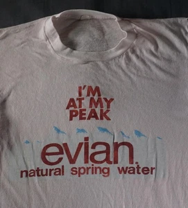 Vintage Evian Shirt Herren Medium weiß orange Bowl Marathon 1982 Promo Tee 80s - Bild 1 von 9