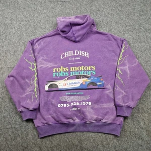 Childish Hoodie Mens Medium Purple Jumper Lightning Strikes Robs Motors TGF - Picture 1 of 10