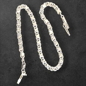 14K White Gold Heart Link Chain Bracelet 7” Dainty 2.7g Solid Gold Vintage - Picture 1 of 7
