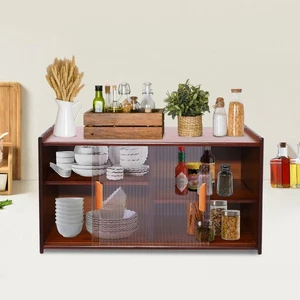 Small Kitchen Cupboard Food Pantry Cabinet Wall Sideboard with Glass Doors New - Picture 1 of 18