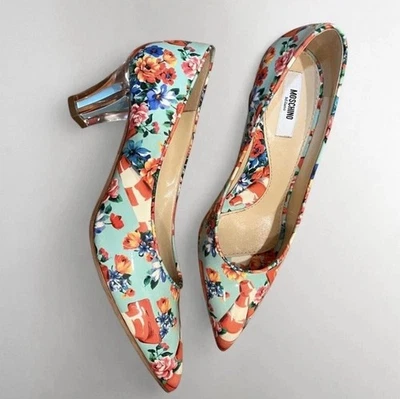 Moschino glossed floral traffic cone pumps with mini glass heel size 37 - Image 1 of 4