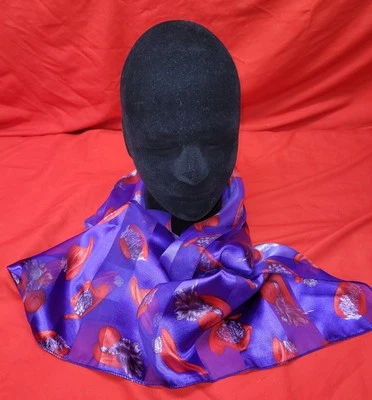 Womans Red Hat Society Purple Printed Scarf Style Fashion Accessory  - Image 1 of 4