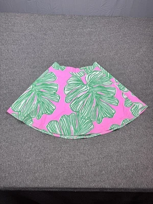 Lilly Pulitzer Skirt Girls 16 Pink Green Leaf Print A-Line Zip Tropical Summer - Image 1 of 4