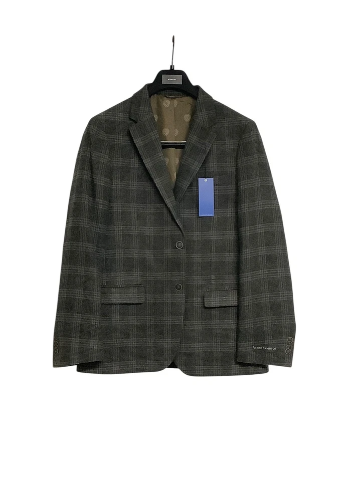 Abrigo Blazer Deportivo Vince Camuto Para Hombres Calce Ajustado 40 R Verde A Cuadros Elástico Foto 1 de 2