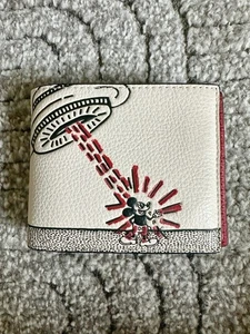 Authentic Coach Mickey Mouse X Keith Haring Disney Billfold Leather Wallet - Picture 1 of 9