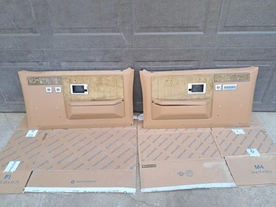1981-1991 Chevrolet GMC Suburban Crew Cab Truck Tan Front Interior Door Panels - Image 1 of 4