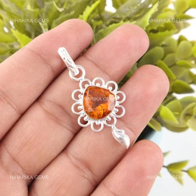 Citrino Gemma Grazie Giving Day Fidanzamento Ciondolo Gioielli Argento Sterling - Immagine 1 di 4