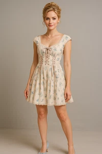 Vestido Disney Cenicienta Mujer L Cuento Babydoll Lechera Cottagecore Corsé - Imagen 1 de 20