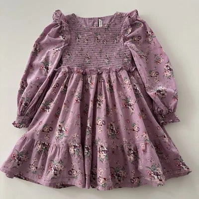 Vestido Janie and Jack Niñas 6 Púrpura Ahumado Floral Volantes Foto 1 de 4
