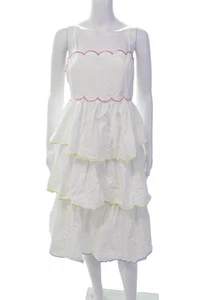 English Factory Womens Cotton Scalloped Edge Detail Tiered Dress White Size S - Picture 1 of 5