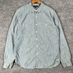 J Crew Selvedge Chambray Hemd M Baumwolle Arbeitshemd Jeans Antik Vintage Kinnriemen - Bild 1 von 19