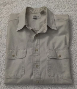 LL Bean Sunwashed Canvas Shirt Men Med Tall Button WorkWear Pockets Chore Work - Picture 1 of 15