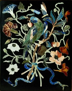 Indian Marble Dining Table Top with Nature Art Inlay Work Royal Look Patio Table - Picture 1 of 4