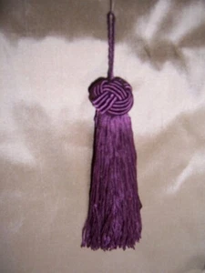 12 SILKY 5inch PLUM BURGUNDY FLUID CHAINETTE TASSELS CORD WRAPPED DECOR CLOTHES - Picture 1 of 1