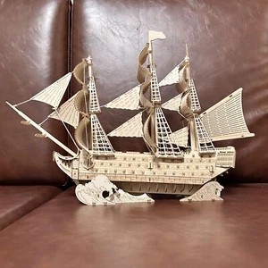 3D Wooden DlY Handmade Sailing Ship Assembled Model Sailboat Kit Puzzle Toy - Picture 1 of 8