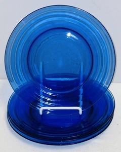 4 Hazel Atlas MODERNTONE COBALT BLUE 7 3/4" LUNCHEON PLATES SET 1 - Picture 1 of 1