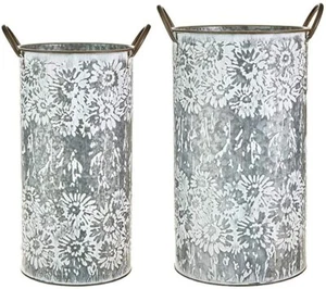 Hacienda Floral Print Buckets, Farmhouse Décor, 17 Inches, Set of 2 - Picture 1 of 1