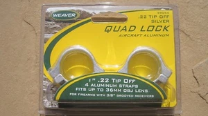 Weaver 1" Quad Lock rings 49054 .22 or 3/8" groove scopes to 36mm Silver NEW - Picture 1 of 2