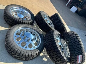 22” CUSTOM ALCOA Desigen RIMS TIRE WHEELS W/35125022 caps adapters FOR DUALLY - Picture 1 of 6