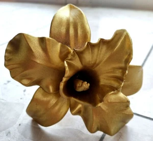 3 Orchidee Kunstblume Deko künstlich Gold Blume Blütenstiel Blüte Dekoration - Picture 1 of 3