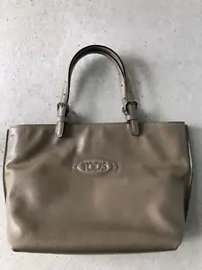 TOD'S Tasche LOGO SHOPPING PICCOLA Leder fein strukturiert taupe Schulterriemen - Bild 1 von 23