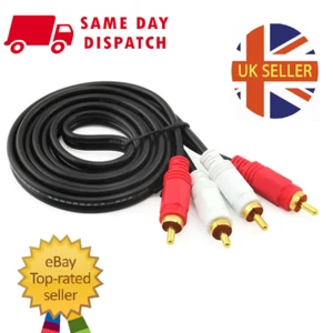 Doble RCA Phono Rojo Blanco CABLE 2 x Macho a 2 x Macho OFC Blindado Audio PLOMO UK - Imagen 1 de 16